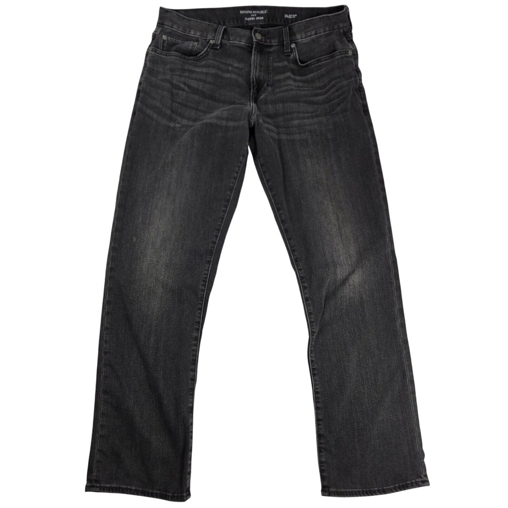 Banana Republic Travel Jeans Mens 34x32 Actual 30 Inseam Slim Fit Black Stretch